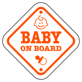 Baby On Board Sign Sticker (Orange)
